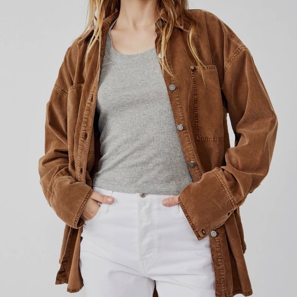 New We The Free x Free People Button Front Baby Corduroy Oversized Top /Jacket - Picture 5 of 15